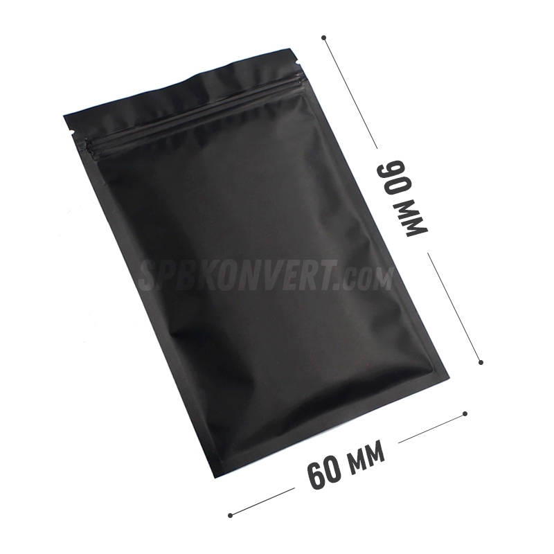 ЧЕРНЫЙ ФОЛЬГИРОВАННЫЙ САШЕ ПАКЕТ 60х90 мм | ziplock FP6/9/black - фото 35843