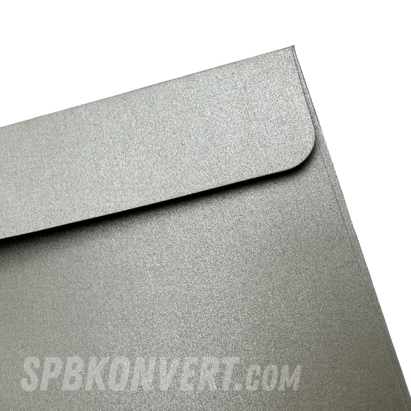 SILVER PEARL дизайнерский квадратный конверт 170х170 мм серебристый металлик | 100 г/м² M-170-silver - фото 36809