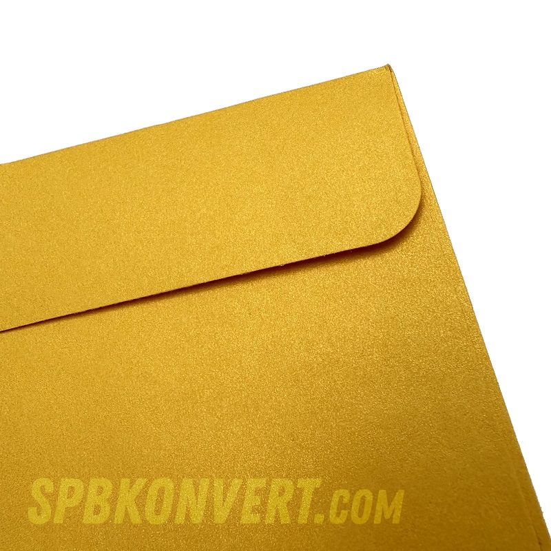 BRIGHT GOLDEN PEARL 150х150 мм дизайнерский конверт яркое золото металлик | 100 г/м² M-150-bright-gold