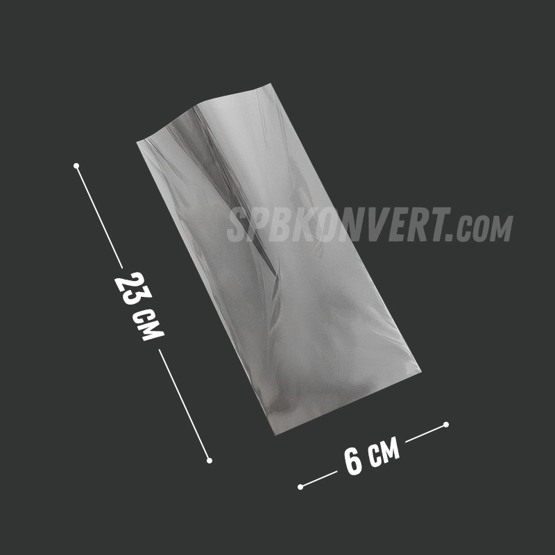 ПРОЗРАЧНЫЙ ПАКЕТ БОПП 6х23 см полипропиленовый без клапана PP60/230