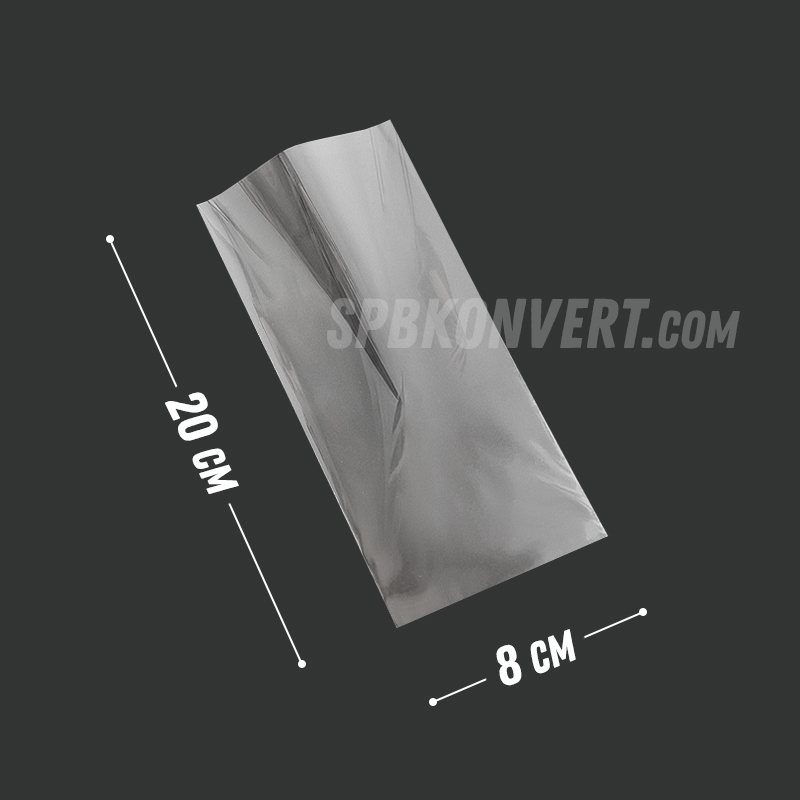 ПРОЗРАЧНЫЙ ПАКЕТ БОПП 8х20 см полипропиленовый без клапана PP80/200