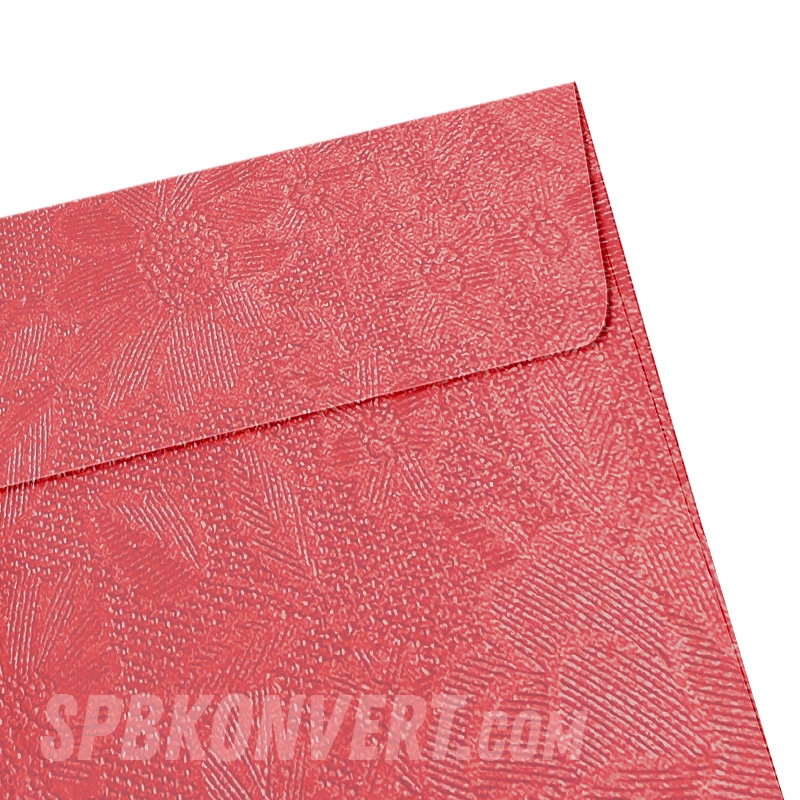 RED II FLOWER DL 110х220 мм дизайнерский конверт красный металлик с цветочным рисунком | 120 г/м² FLOW-DL-34