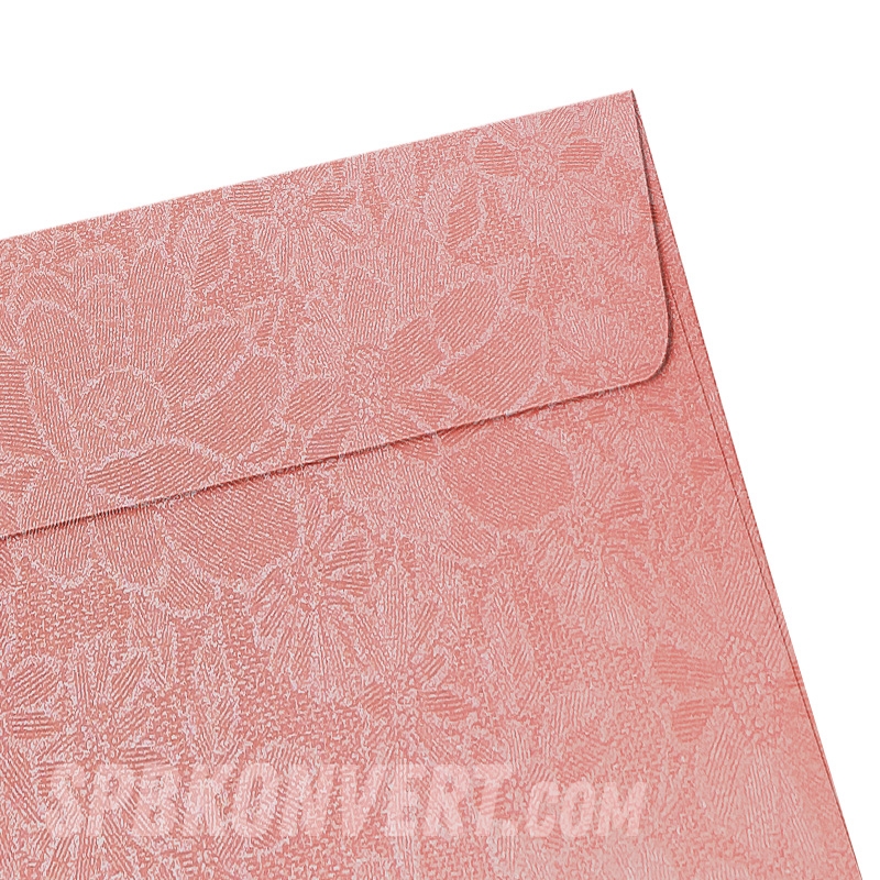 PINK II FLOWER DL 110х220 мм дизайнерский конверт розовый металлик с цветочным рисунком | 120 г/м² FLOW-DL-36