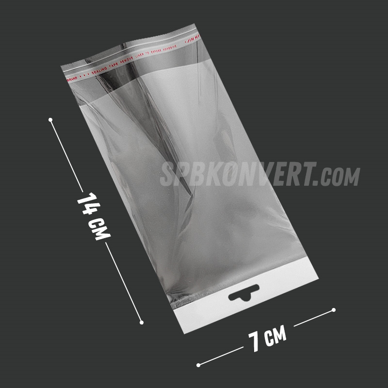 БОПП ПАКЕТ 7х14+3 см С ЕВРОПОДВЕСОМ |25 мкм | клеевой клапан PE7/14