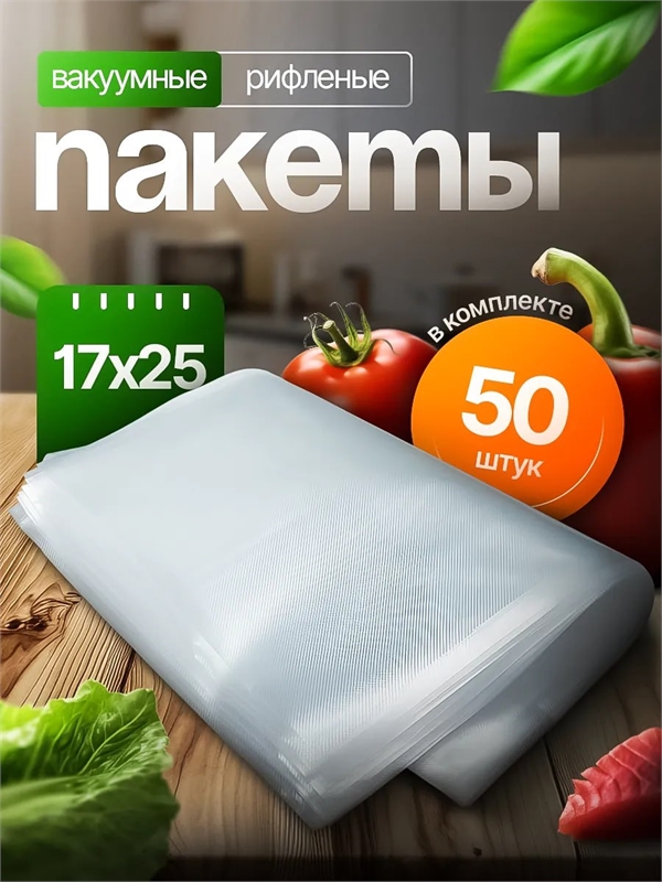 Вакуумные пакеты 17×25 см рифленые | Пищевой ПА/ПЭ 95 мкм VPB170/250