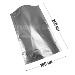 СЕРЕБРЯНЫЙ МАТОВЫЙ ПАКЕТ ДОЙ-ПАК 160х250+40 мм, zip-lock D2530