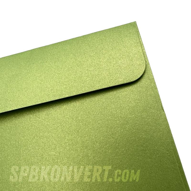 GREEN PEARL 170х170 мм конверт зеленый металлик | 100 г/м² M-170-green