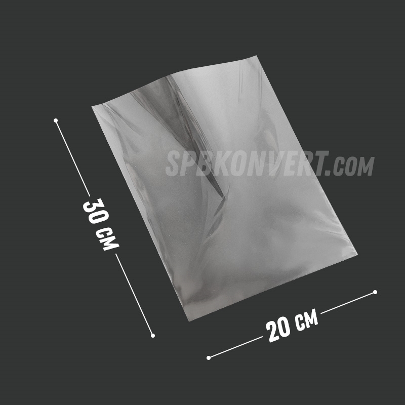 ПРОЗРАЧНЫЙ ПАКЕТ БОПП 20х30 см полипропиленовый упаковочный без клапана PP200/300