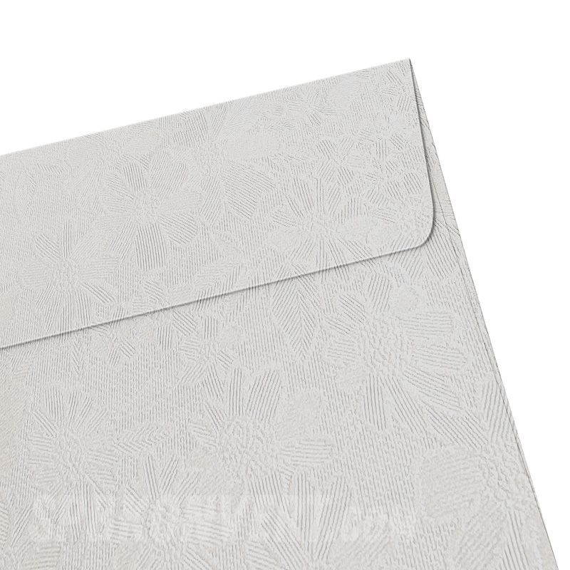 WHITE II FLOWER DL 110х220 мм дизайнерский конверт белый перламутр с цветочным рисунком | 120 г/м² FLOW-DL-38