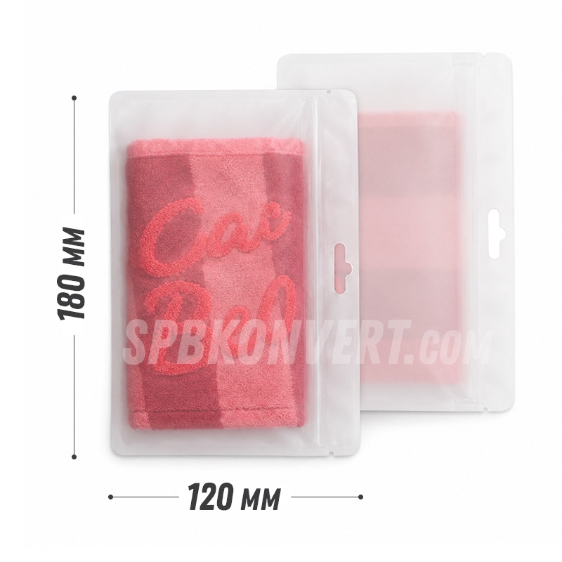 БЕЛЫЙ ZIP-LOCK ПАКЕТ 180х120 мм С ПРОЗРАЧНОЙ МАТОВОЙ СТОРОНОЙ | с европодвесом SP18/12/white